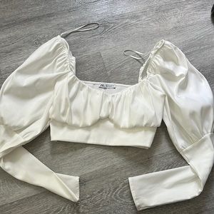 zara white crop top